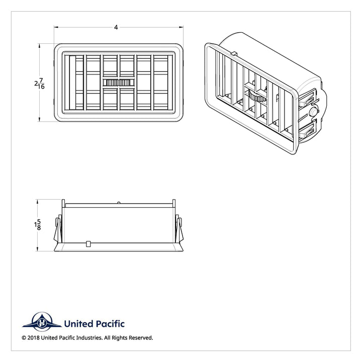 Chrome Plastic A/C Vent With Cross Grids for 1989-2010 Freightliner FLD/Classic - Driver