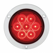 7 LED 4" Round SS Flange Light (Stop, Turn & Tail) - Red LED/Red Lens