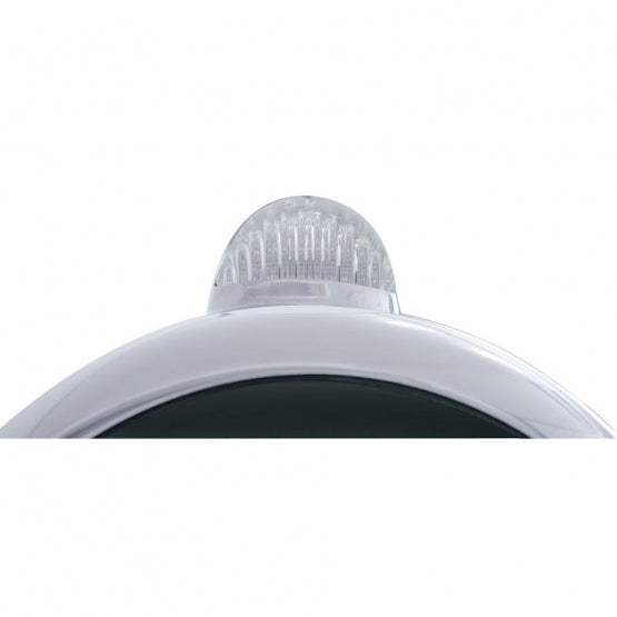 Chrome Guide 682-C Headlight No Bulb With LED Signal - Amber LED/Clear Lens