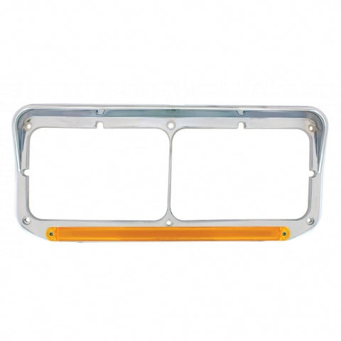 24 LED Rectangular Dual Headlight Bezel With Visor & GloLight - Amber LED/Amber Lens