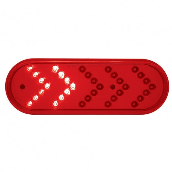 35 LED 6" Oval Sequential Turn Signal Light - Red LED/Red Lens