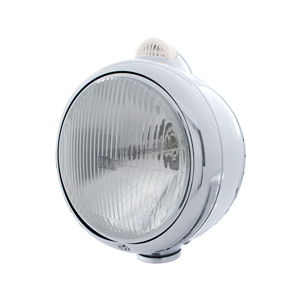 Chrome Guide 682-C Headlight H4 & Dual Mode LED Signal - Clear Lens