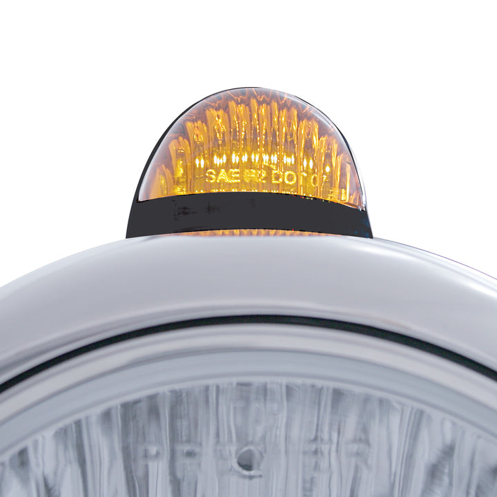 Black Guide 682-C Headlight No Bulb With Dual Mode LED Signal - Amber Lens