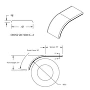 60" 430 Stainless Steel (16ga) Smooth Half Fender - SE Series (Pair)