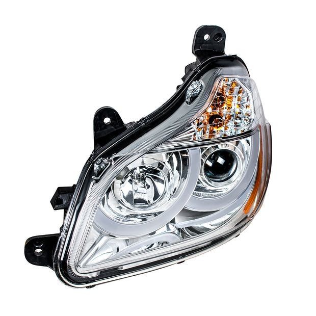 Chrome Projection Headlight With LED Position Light For 2013-2021 Kenworth T680 - Driver