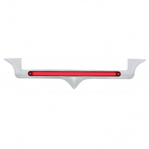 Chrome Hood Emblem Trim With 24 LED GloLight Bar For Kenworth - Red LED/Red Lens