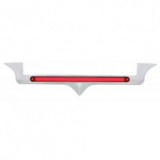 Chrome Hood Emblem Trim With 24 LED GloLight Bar For Kenworth - Red LED/Red Lens