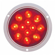12 LED 4" Round Flange Mount Light (Stop, Turn & Tail) - Red LED/Red Lens