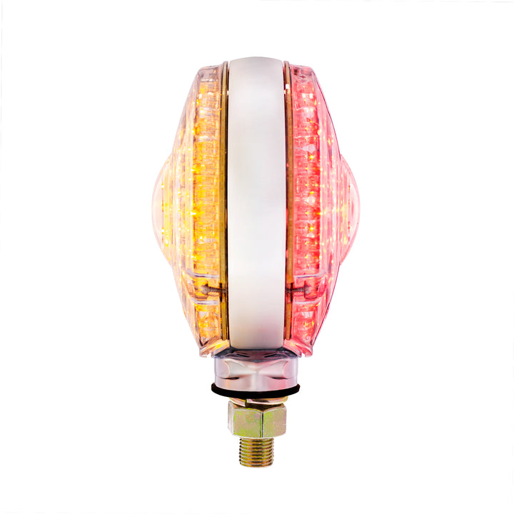 88 LED Single Stud Double Face Turn Signal Light - Amber &amp; Red LED/Clear Lens