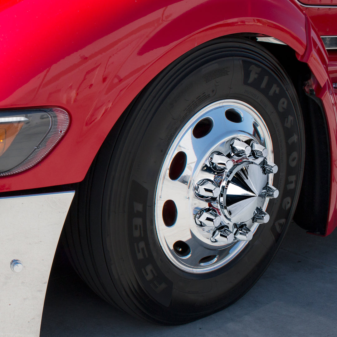 Pointed Front Axle Cover With 33mm Standard Thread-On Nut Covers - Chrome