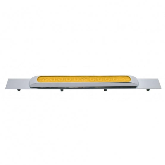 Chrome Top Mud Flap Plate With 11 LED 17" Light Bar &amp; Bezel - Amber LED/Amber Lens (Each)