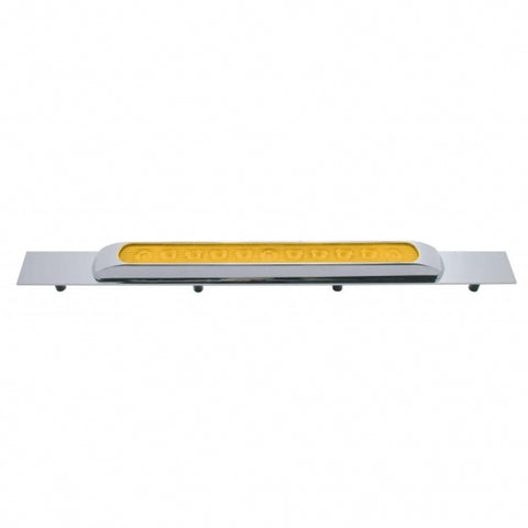 Chrome Top Mud Flap Plate With 11 LED 17" Light Bar & Bezel - Amber LED/Amber Lens (Each)