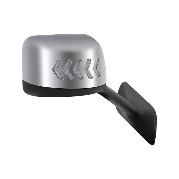 Chrome Plastic Hood Mirror Assembly With Sequential LED Turn Signals For 2018-2024 International LT-Passenger