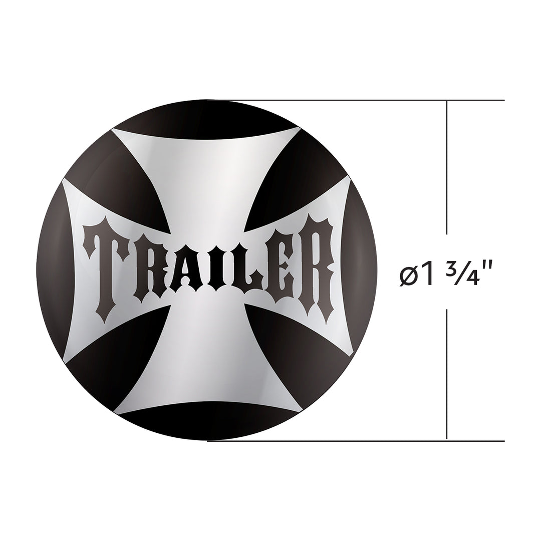 "Trailer" Maltese Cross Air Valve Knob Candy Color Sticker Only- Glossy Black