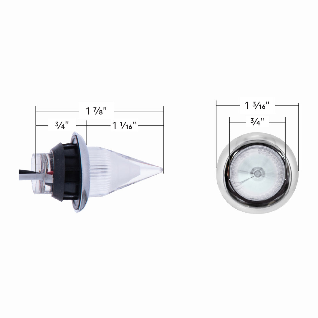 4 LED Dual Function 3/4" Mini Spike Light With SS Bezel (Clearance/Marker) - White LED/Clear Lens