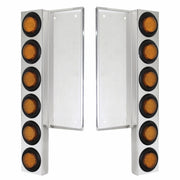 FL SS Front Air Cleaner Bracket W/12X 9 LED 2" Lights -Amber LED & Lens (Pair)