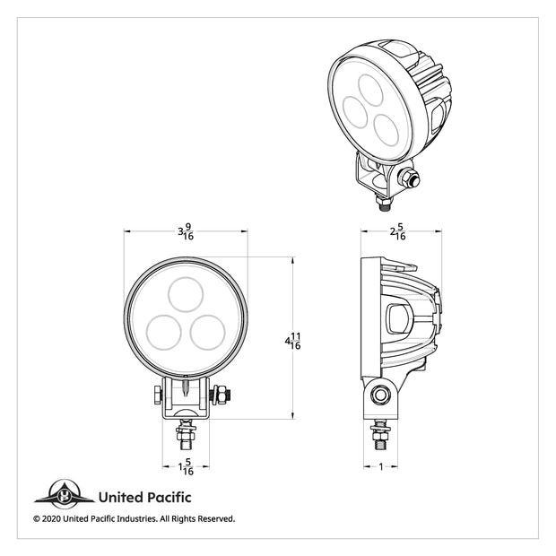3 High Power LED Round Compact Work Light