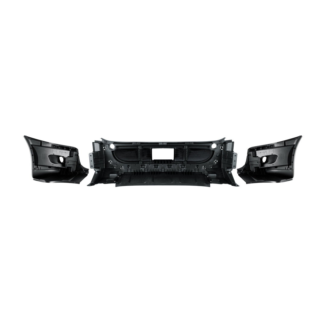 Complete 3-Piece Front Bumper Set With Fog Light Hole For 2008-2017 Freightliner Cascadia