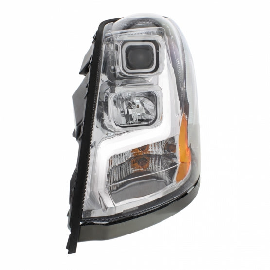 Chrome Projection Headlight With LED Position Light Bar For 2003-2017 Volvo VN/VNL - Driver