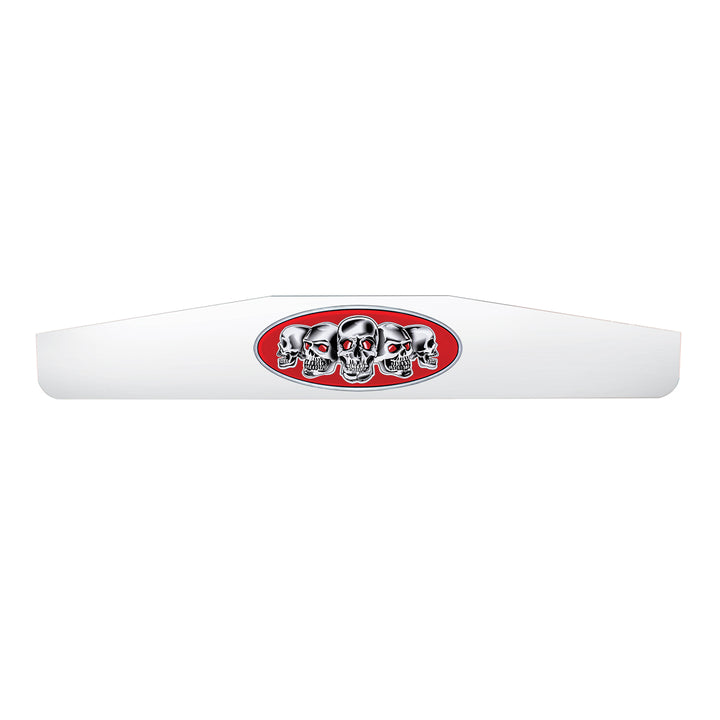 4" X 24" Chrome Bottom Mud Flap Weight With Oval Red Skull Emblem