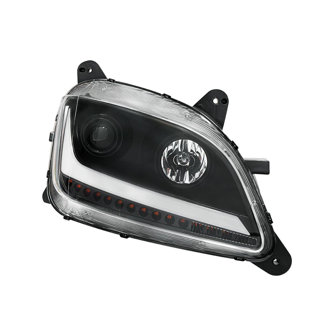Black Projection Headlight With LED Position &amp; Sequential Signal For 2012-2021 Peterbilt 579- Passenger