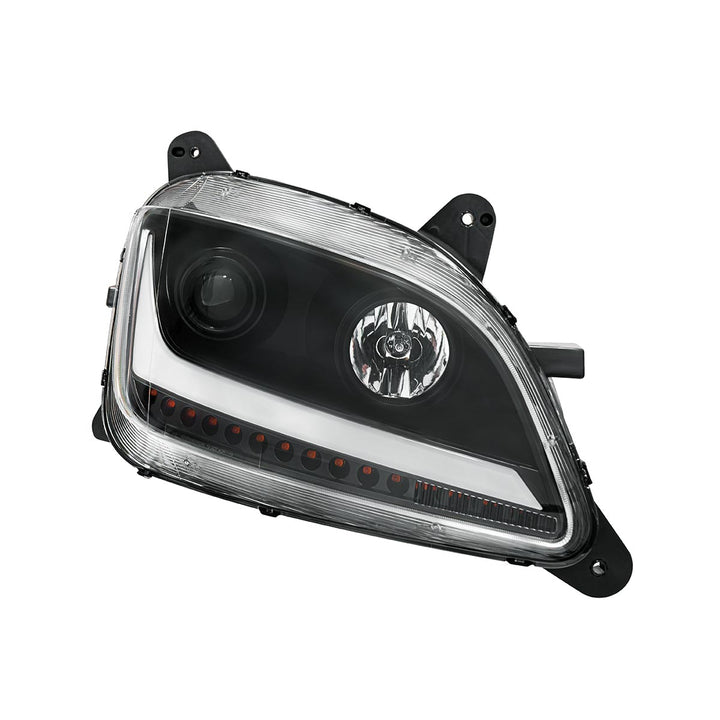Black Projection Headlight With LED Position &amp; Sequential Signal For 2012-2021 Peterbilt 579- Passenger