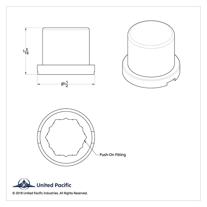 15/16" x 1-3/16" Chrome Plastic Flat Top Nut Covers - Push-On (10-Pack)