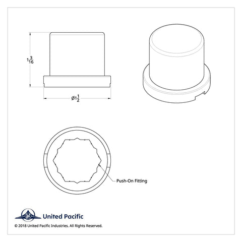 15/16" x 1-3/16" Chrome Plastic Flat Top Nut Covers - Push-On (10-Pack)