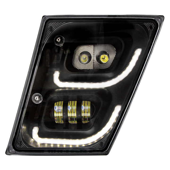 "Blackout" High Power LED Fog Light With LED DRL &amp; Position Light For 2003-2017 Volvo VN/VNL - Driver
