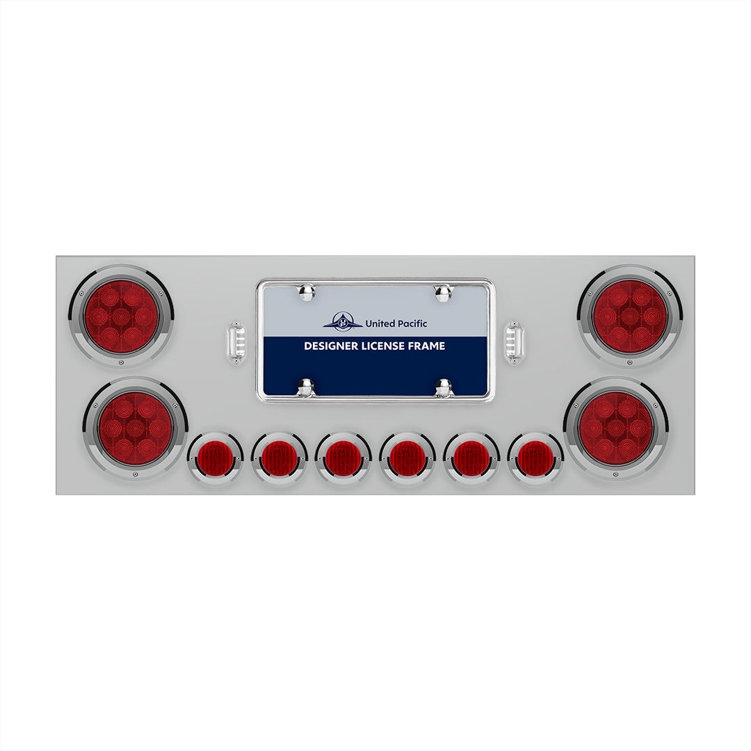 SS Rear Center Panel With 4X Red LED 4" Light &amp; 6X Red LED 2" Light &amp; Bezel -Red Lens -Comp. Series