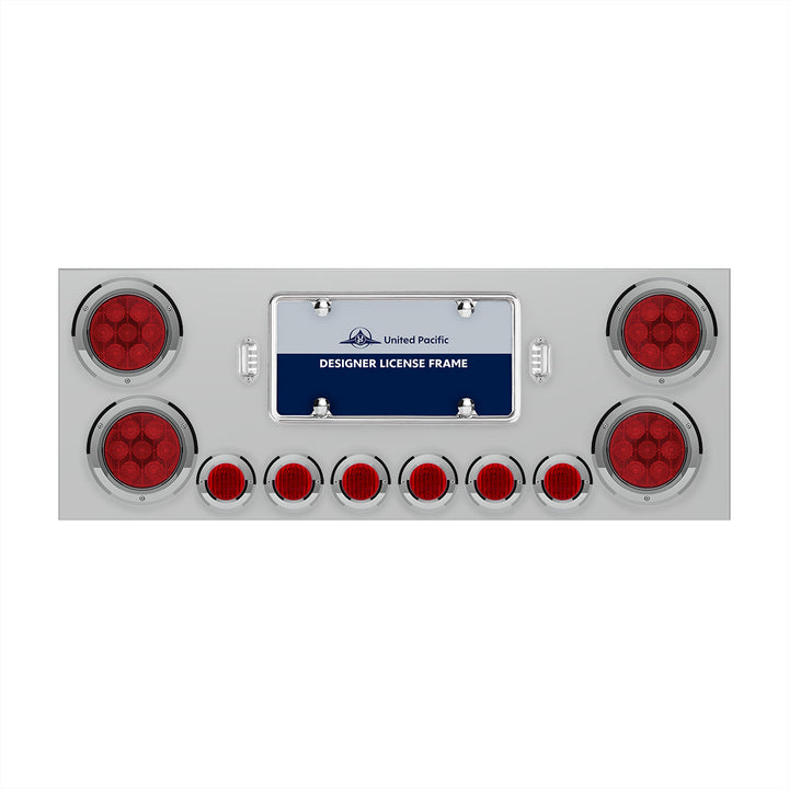 SS Rear Center Panel With 4X Red LED 4" Light &amp; 6X Red LED 2" Light &amp; Bezel -Red Lens -Comp. Series