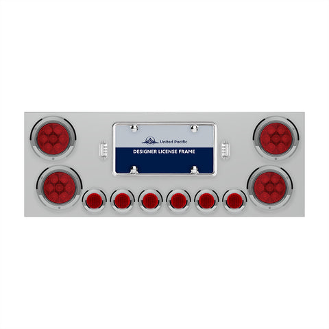 SS Rear Center Panel With 4X Red LED 4" Light & 6X Red LED 2" Light & Bezel -Red Lens -Comp. Series