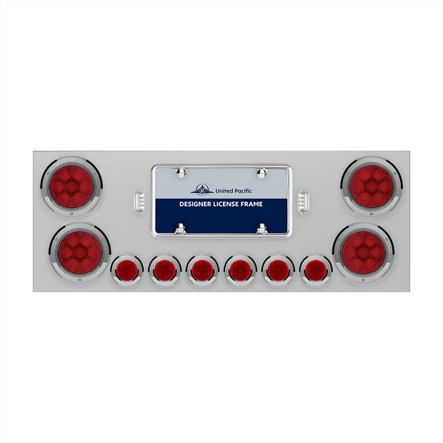 SS Rear Center Panel With 4X Red LED 4" Light & 6X Red LED 2" Light & Bezel -Red Lens -Comp. Series