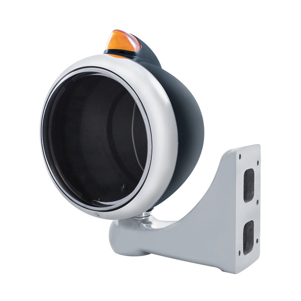 Black Guide 682-C Headlight No Bulb With Original Style LED Signal - Amber Lens
