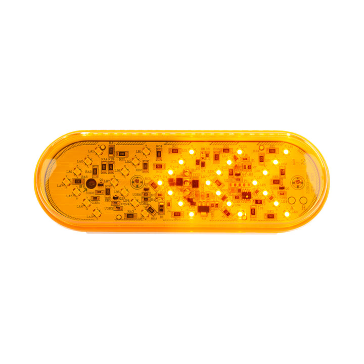 35 LED 6" Oval Sequential Turn Signal Light - Amber LED/Amber Lens