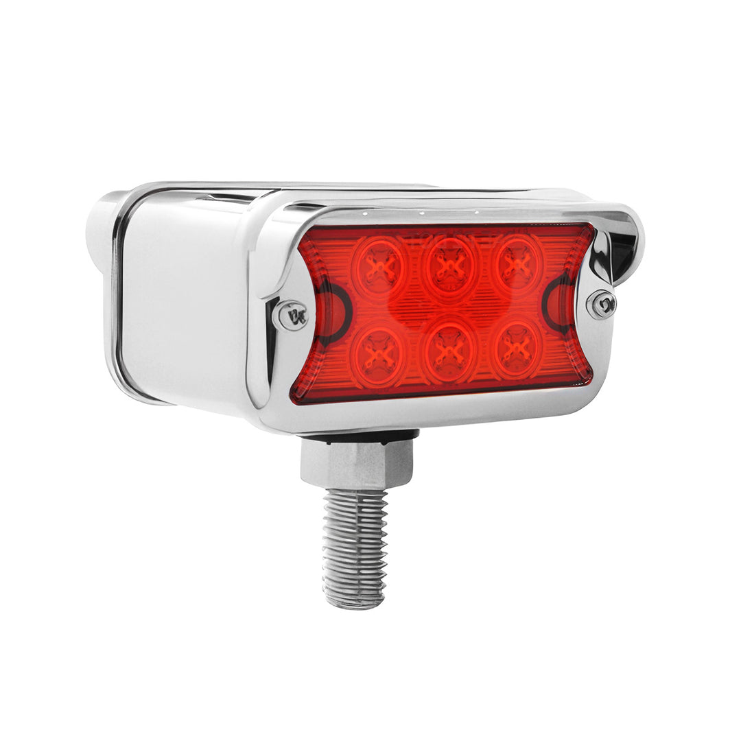 12 LED Dual Function Double Face Light W/Visor - T-Mount - Amber &amp; Red LED/Amber &amp; Red Lens