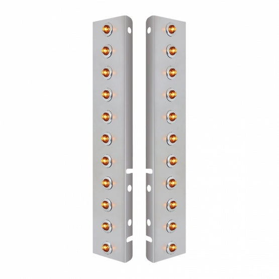 SS Front Air Cleaner Bracket With 22X 2 Amber LED 3/4" Mini Lights &amp; SS Bezels For Peterbilt-Amber Lens