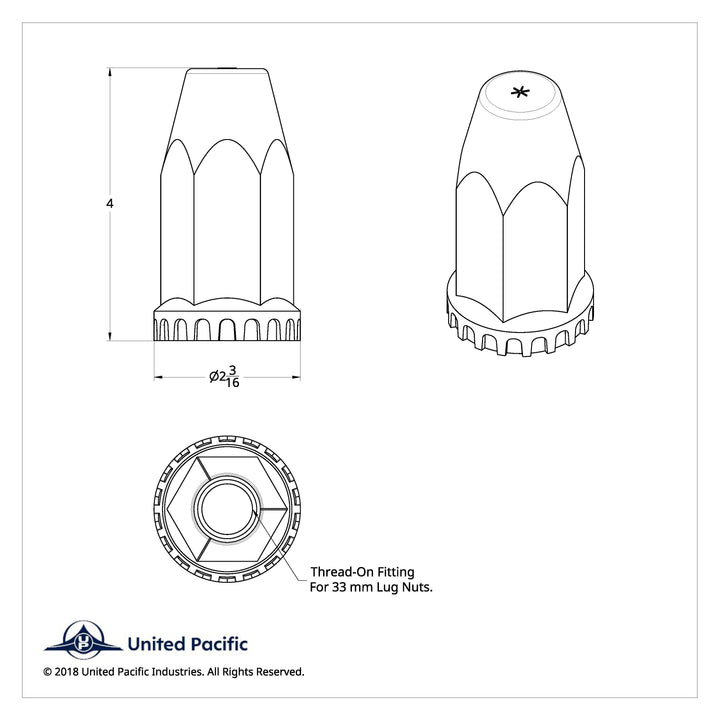 33mm X 4" Chrome Plastic Extra Tall Nut Covers With Flange - Thread-On (60-Pack)