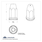 33mm X 4" Chrome Plastic Extra Tall Nut Covers With Flange - Thread-On (60-Pack)