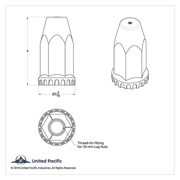 33mm X 4" Chrome Plastic Extra Tall Nut Covers With Flange - Thread-On (60-Pack)