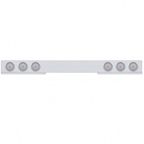 Chrome 1 Piece Rear Light Bar With Six 10 LED 4" Lights & Visors - Red LED/Clear Lens