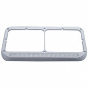 14 LED Chrome Rectangular Dual Headlight Bezel - Amber LED/Clear Lens