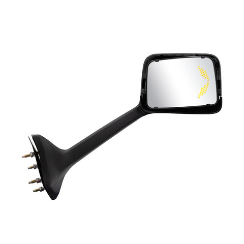Chrome Plastic Hood Mirror Assembly With Sequential LED Turn Signals For 2018-2024 International LT-Passenger