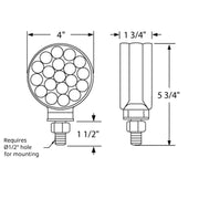 34 LED Single Stud Reflector Double Face Turn Signal Light - Amber & Red LED/Clear Lens