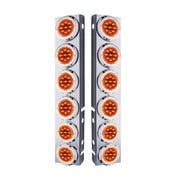 SS Front Air Cleaner Bracket With 12X 9 LED 2" Lights & Bezels For Peterbilt-Amber LED & Lens