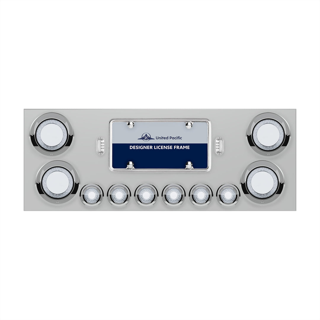 SS Rear Center Panel With Four 23 LED 4" Lights &amp; Six 9 LED 2" Mirage Lights &amp; Visors - Red LED/Clear Lens