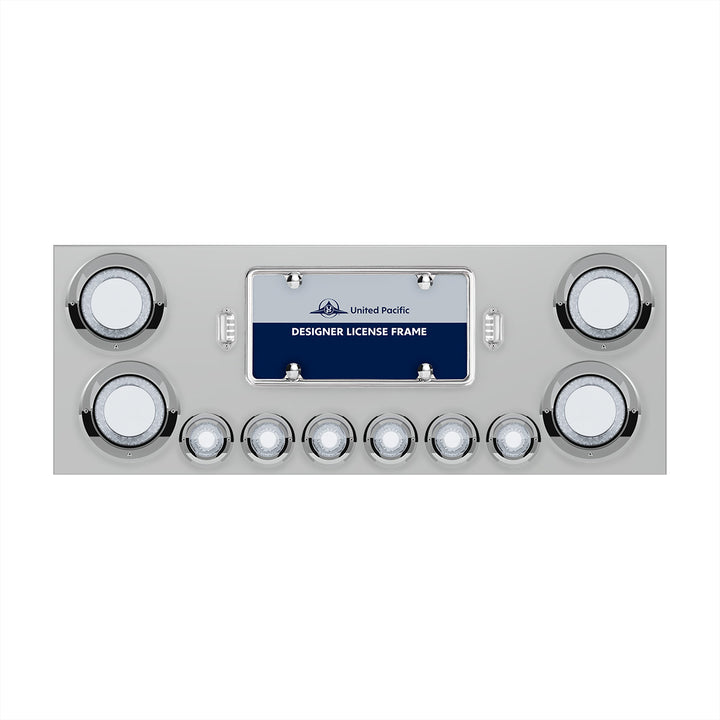 SS Rear Center Panel With Four 23 LED 4" Lights &amp; Six 9 LED 2" Mirage Lights &amp; Visors - Red LED/Clear Lens