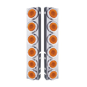 SS Front Air Cleaner Bracket With 12X 9 LED 2" Lights & Bezels For Peterbilt-Amber LED & Lens