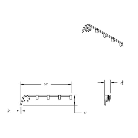 Black Straight Mud Flap Hangers - 3 Coils (Pair)