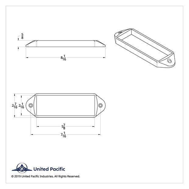 Chrome Plastic Bezel For 5-7/8” X 2” Rectangular Light